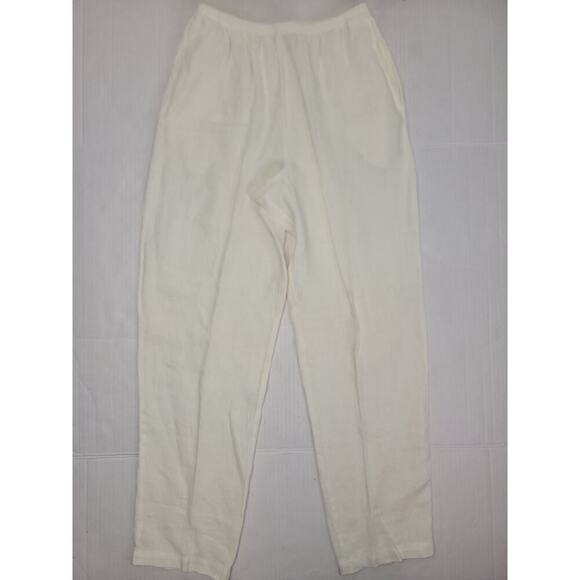 MATCH Brand 100% Linen SET Sz Large Blouse And Pants Ivory Lagenlook Coastal - Picture 7 of 13